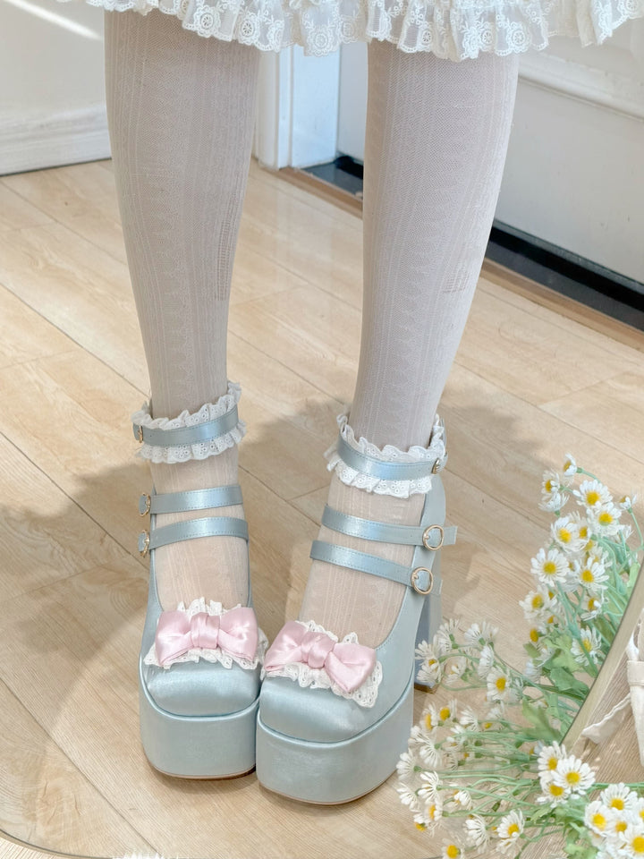 Pure Tea For Dream~Otome Fairy Tale~Sweet Lolita Shoes High Platform Satin Heels