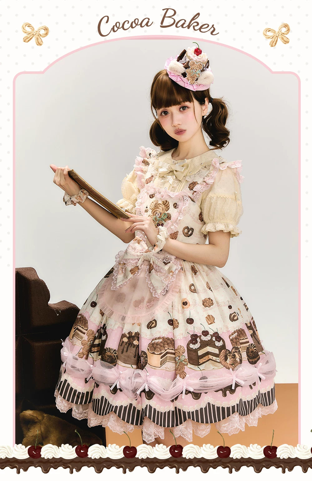Cocoa Baker - Old School Lolita Dessert Printed OP & JSK Dress with Embroidery 45486:850999
