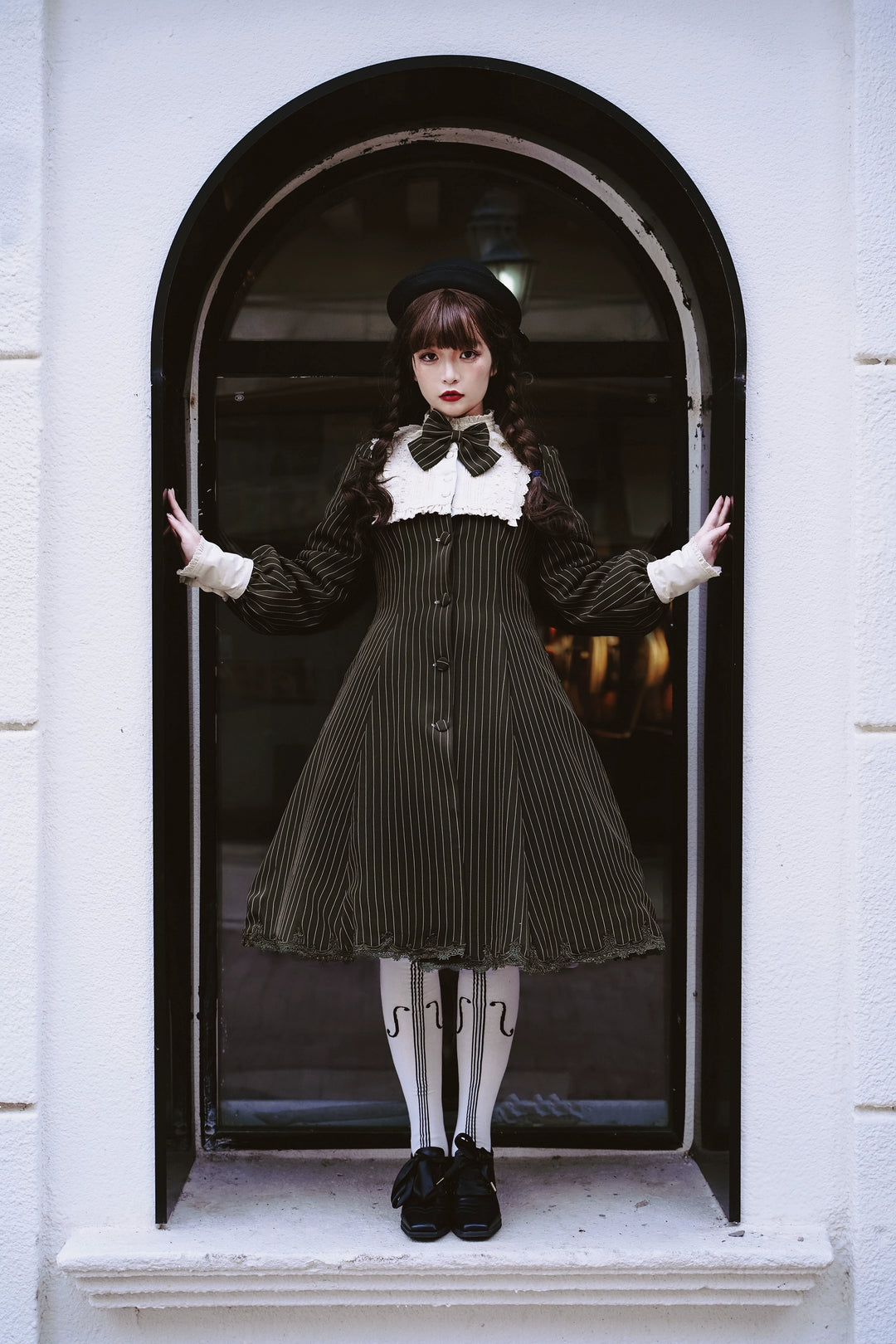 Strawberry Witch~Daily Lolita Coat Sherlock Style Lolita Coat Striped OP 34536:473236