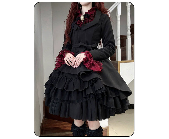 Susin Lolita~Moonlit Rose~Gothic Lolita OP Dress Winter Wool Lolita Overcoat   