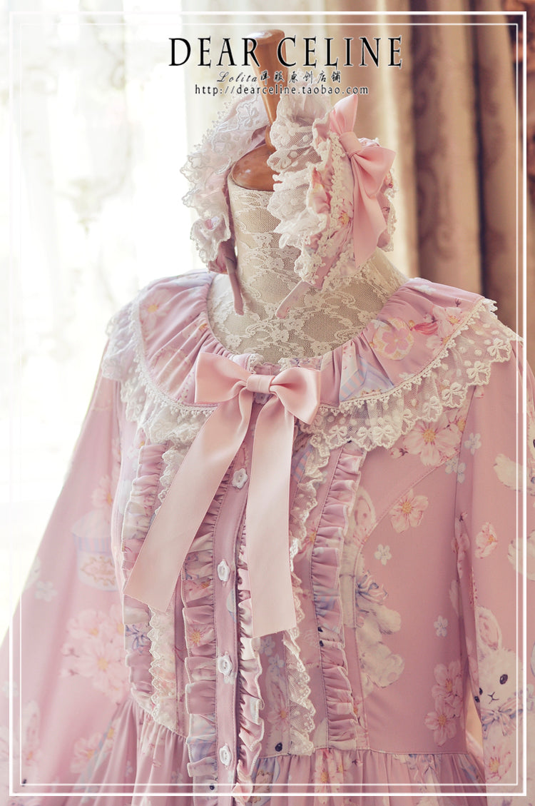 (Buyforme)DearCeline~Cherry Blossom Bunny Lolita Headband pink  