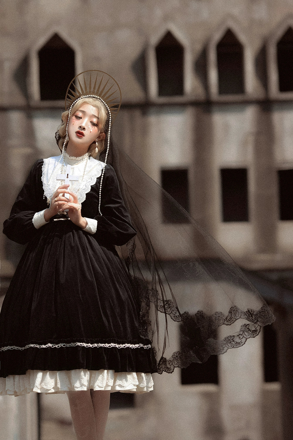 (BFM)Miss Point~Customized Lolita Dress Vintage Elegant Velvet OP Dress 32520:391692