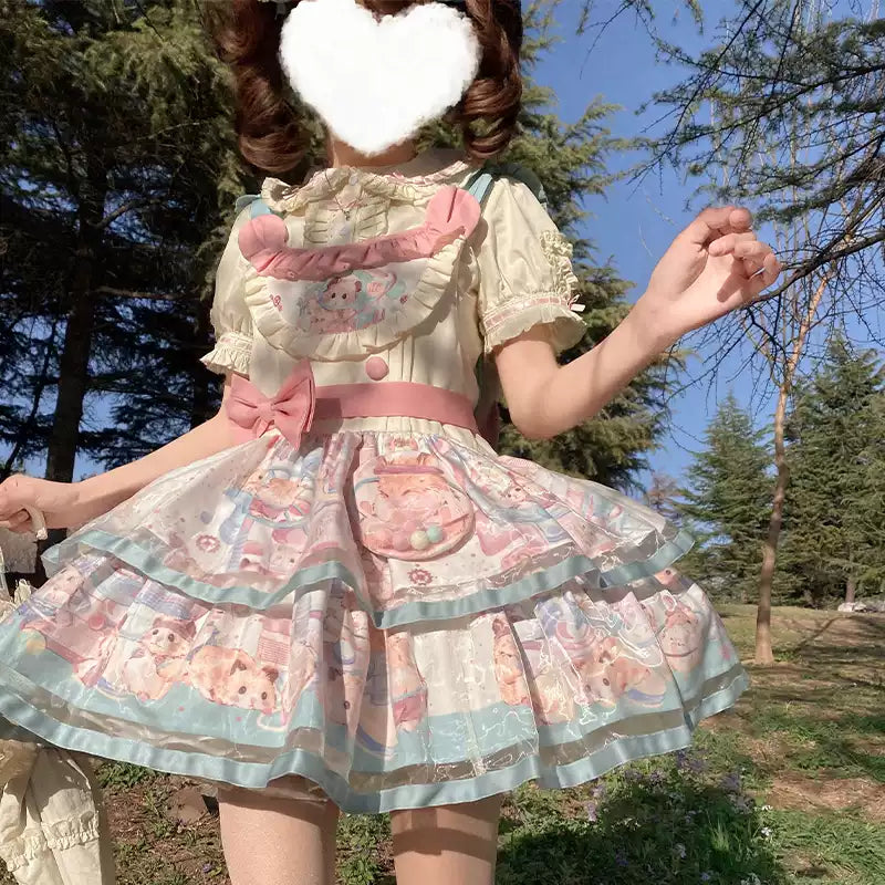 Mewroco~Sweet Lolita Dress Suit Salopette and Hoodied OP