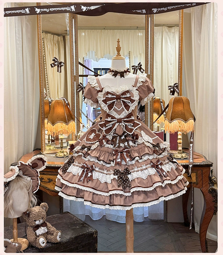Mademoiselle Pearl~Bow Rabbit~IP Collab Sweet Lolita OP in Multiple Styles 43054:763932
