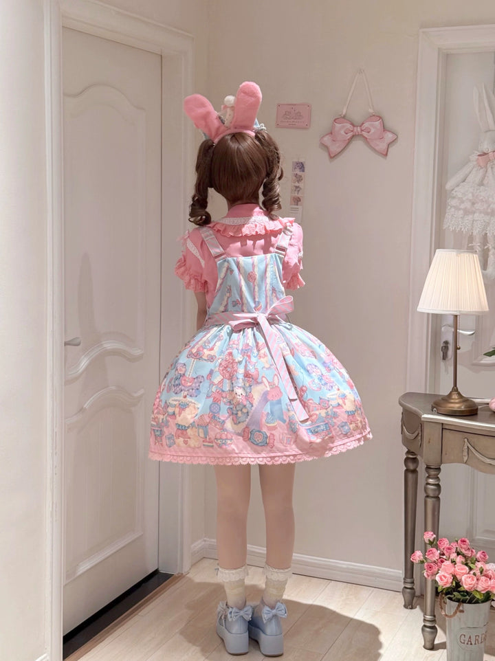 Star Fantasy~Rainbow Buffet Bunny~Candy-Like Kawaii Lolita Dress Suit with Plus Size Shirt