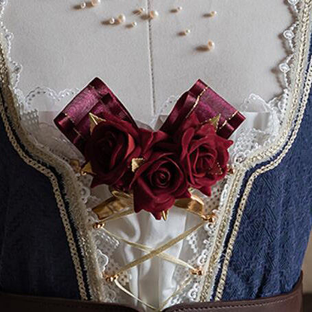 JS Lolita~Snow White in Forest Mist~Elegant Lolita Lace Split Type OP Set free size brooch 