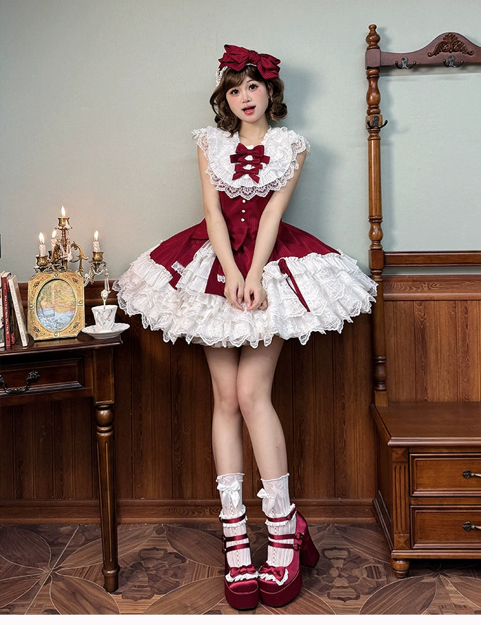 Alice Girl~Arrogant Miss~Sweet Lolita Jumper Dress with Tiered Lace Skirt 41484:699402