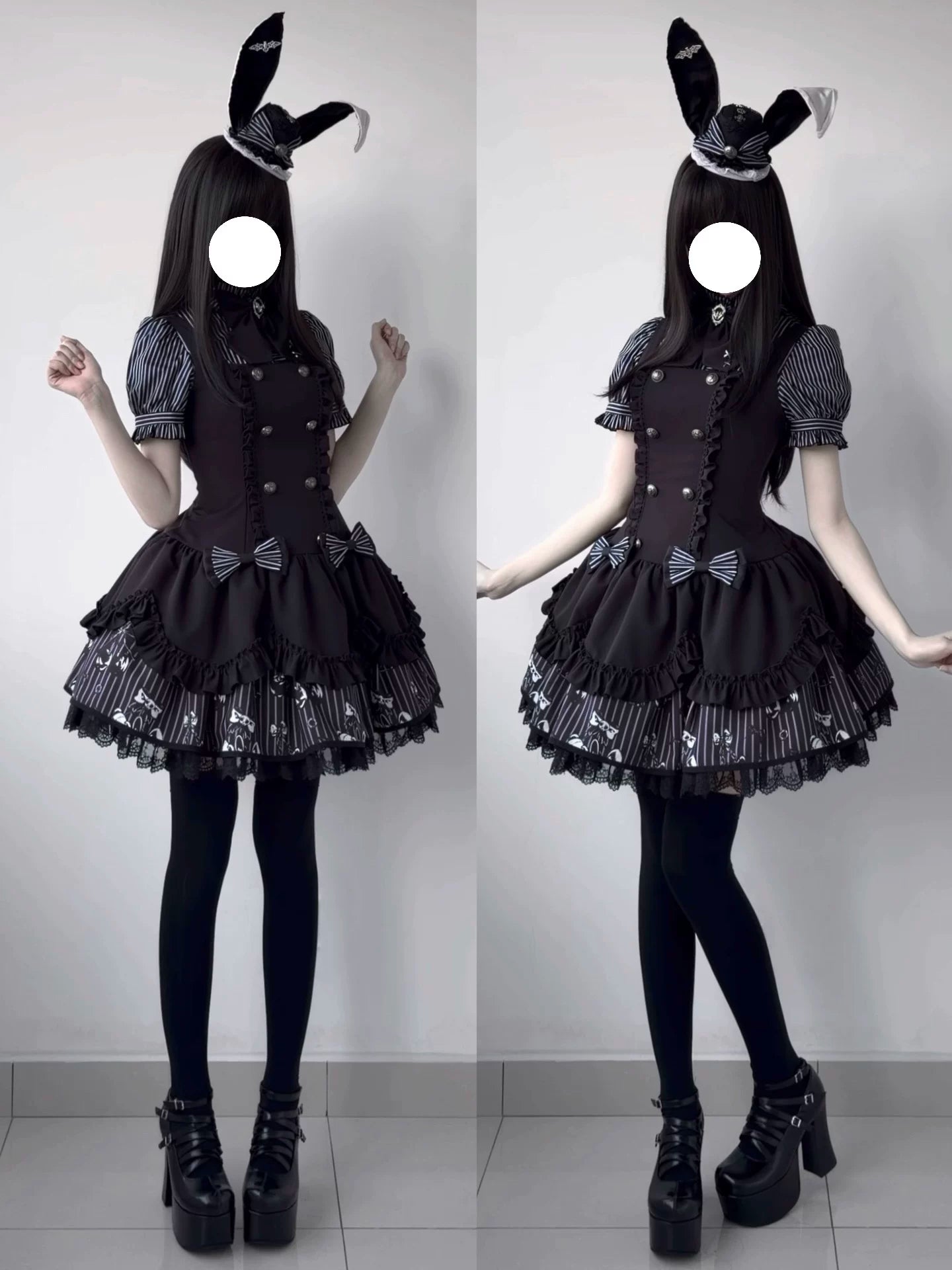 Dark Lord - Gothic Lolita Striped JSK Set, Skull Print 44837:825302