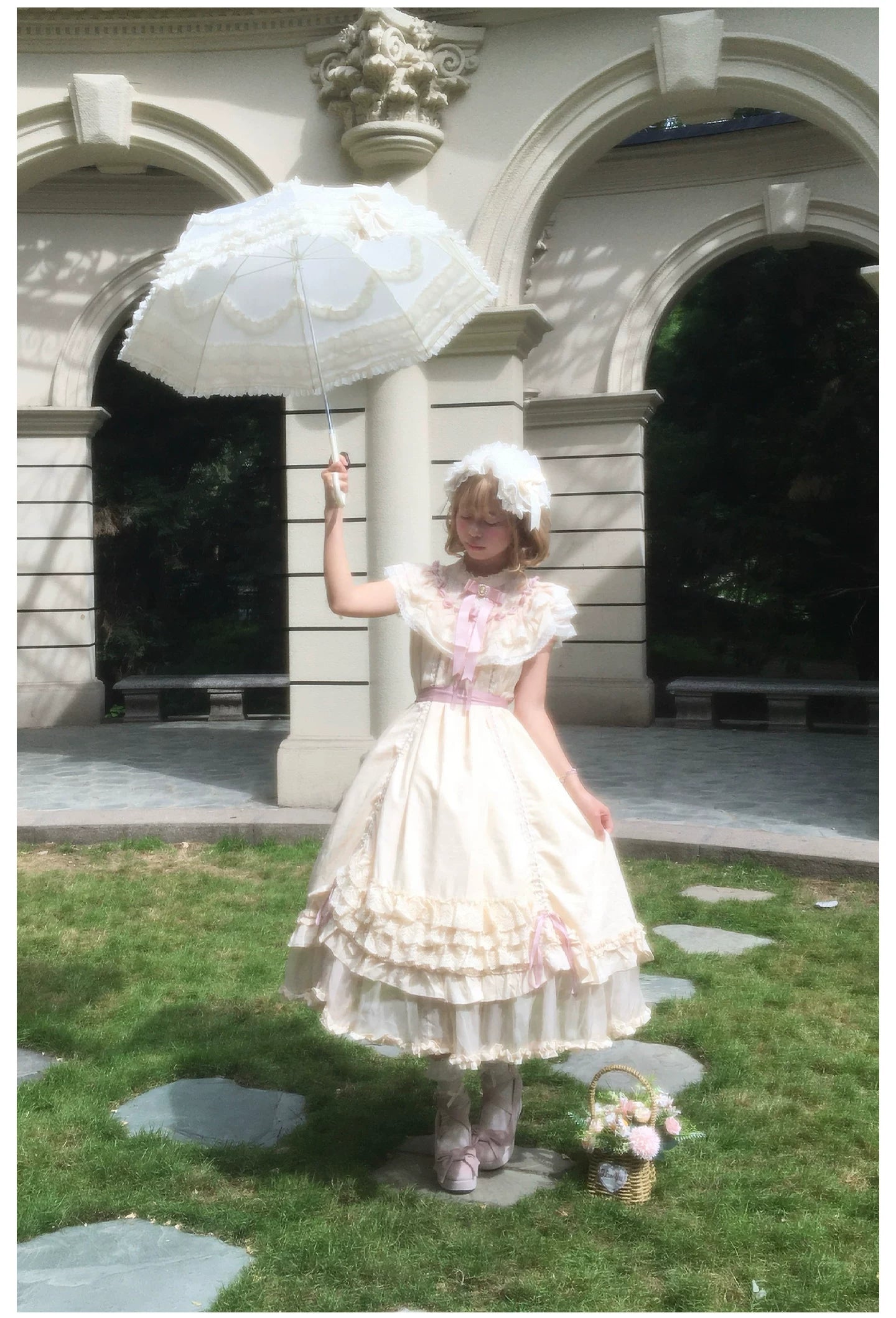 Lily's Dream - Cotton Lining Classic Lolita OP, Drawstring Liftable Hem 45539:854798