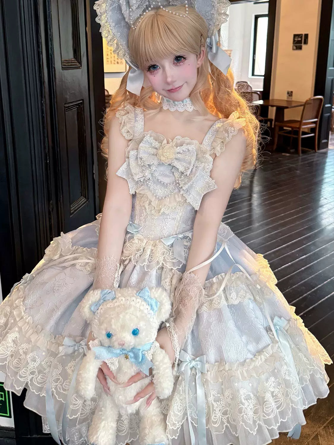 Blooming Love - Ballet-inspired Sweet Lolita JSK Dress, Lace & Bows