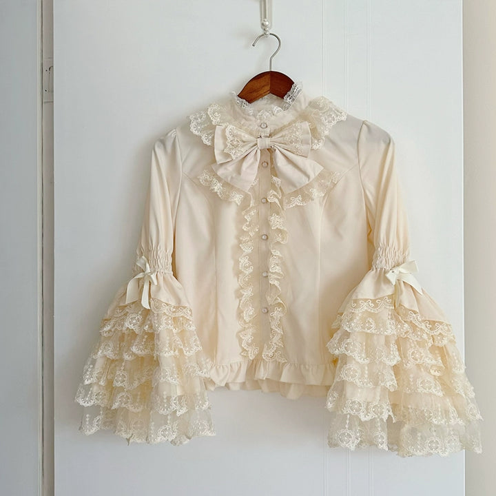 Hanguliang~Love and Heart Palpitations~Wedding Lolita JSK Bridal Lolita Dress S Apricot blouse 