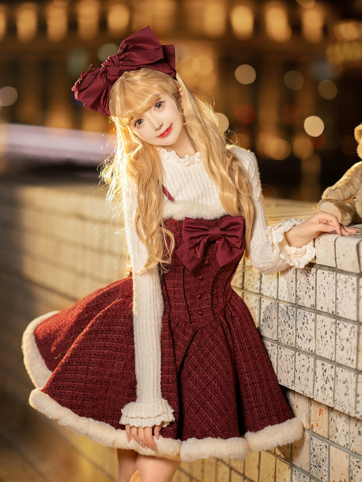 Tan Tuan~Winter Lolita Dress New Year Lolita JSK Plush Cape Set   