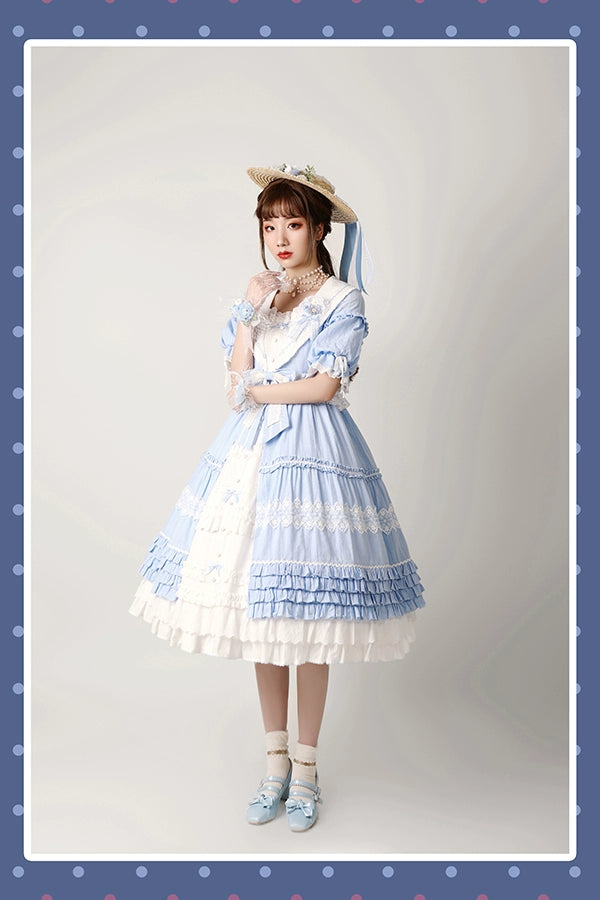 (BFM)Alice Girl~Handmade Lolita Hat Sunflower Butterfly Bow Flat Hat   