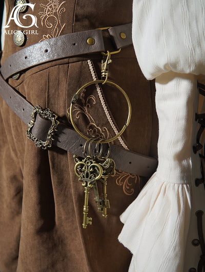 Alice Girl~Nautical Treasure Map~Lolita Belt Pirate Lolita Accessories Belt + Key (Coffee)  
