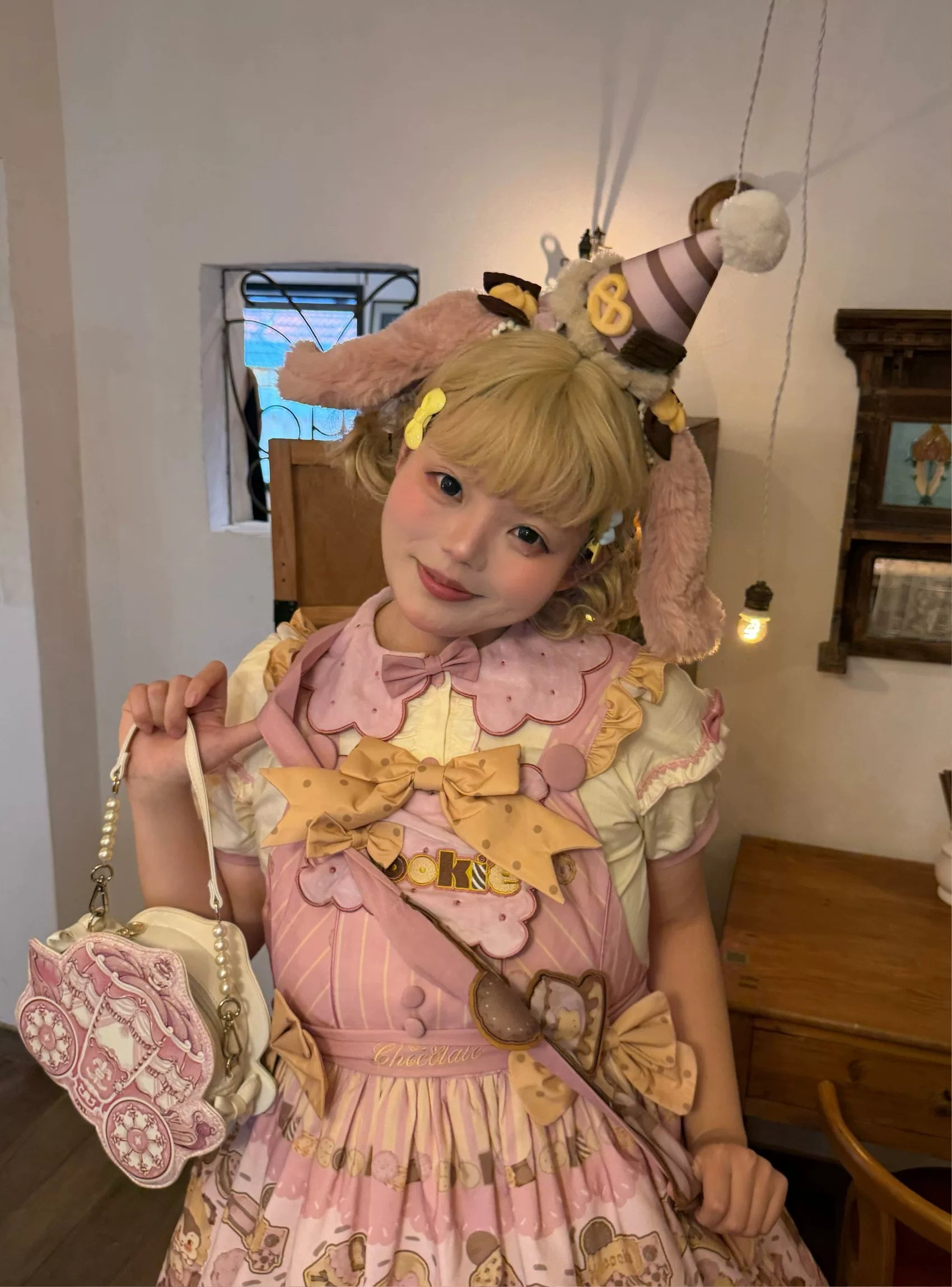 Bear Biscuit SP - Kawaii Lolita Bear Printed Dress Set with Bows