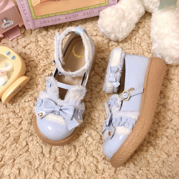 Fairy Godmother~Winter Girly Lolita Shoes Lolita Ankle Strap Shoes   