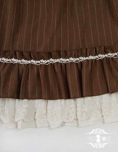 Miss Point~Rose Doll~Elegant Lolita Striped Fishbone Skirt   