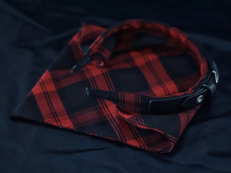 Strange Sugar - Gothic Lolita Black-red Plaid Hairband 2 (the real color is darker and more like wine red color)