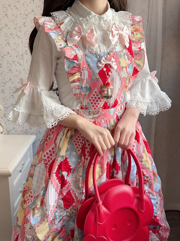 Vcastle~Sweet Crepes~Sweet Lolita Shirt with Princess Sleeves and Bow Chain