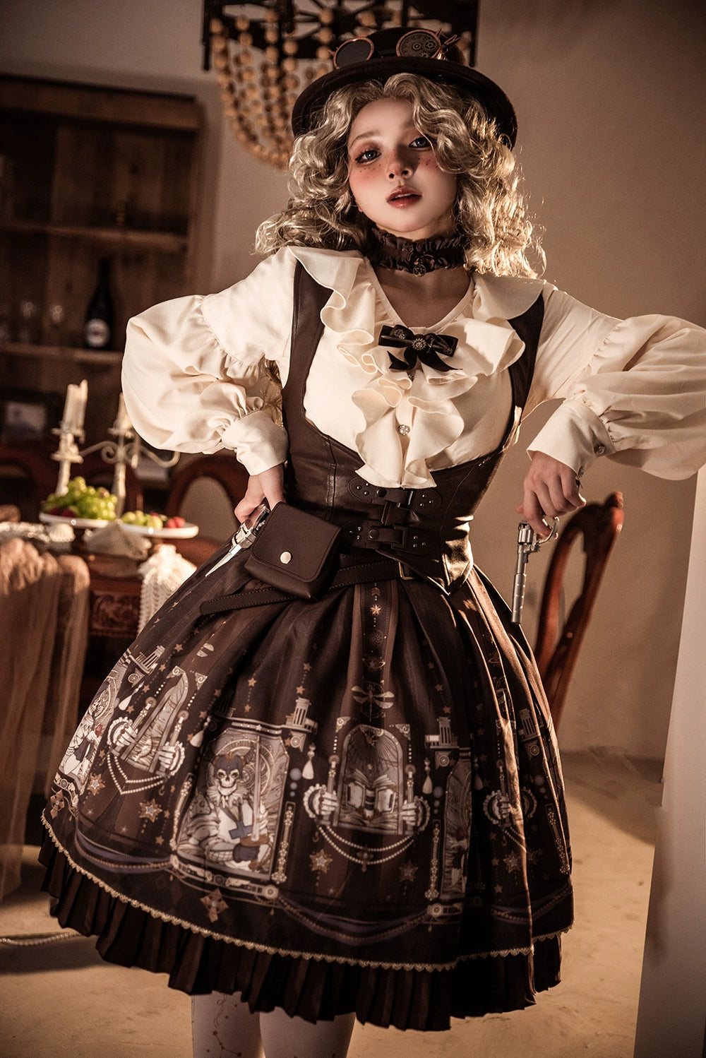 Miss Point - Demon Hunting Notes - Gothic Lolita Cross Print Short Skirt