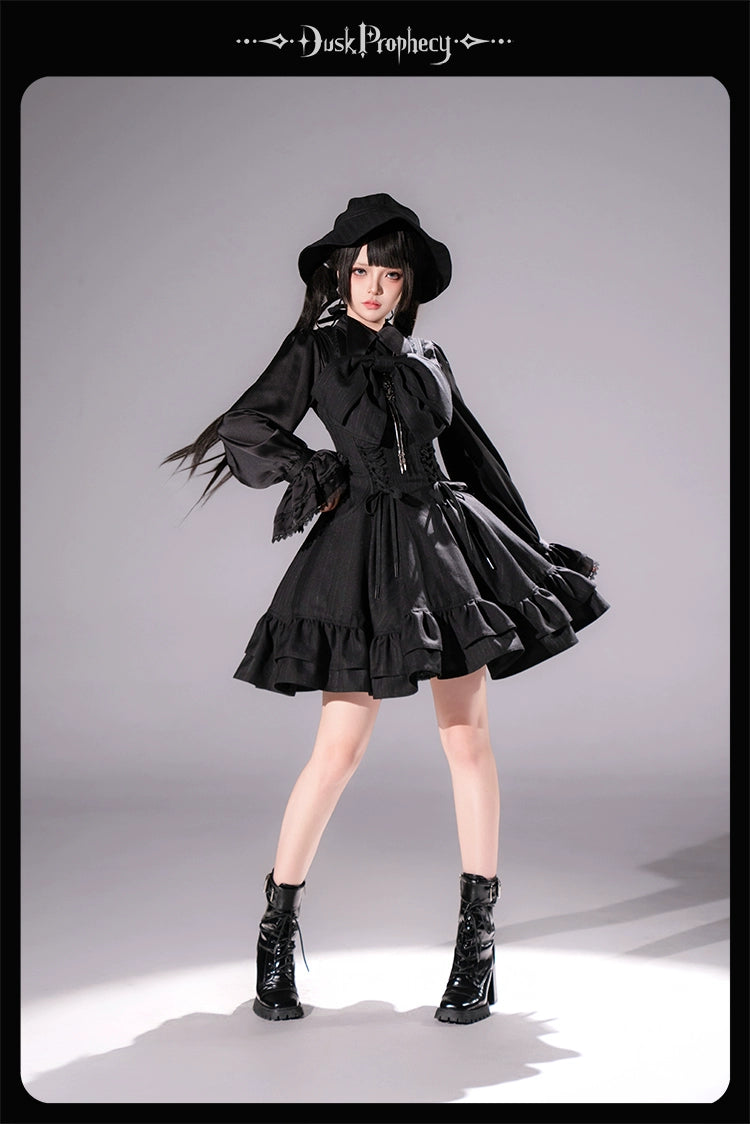 DuskProphecy - Heron - Classic Lolita Striped JSK Dress, Halter Neckline 44313:802915