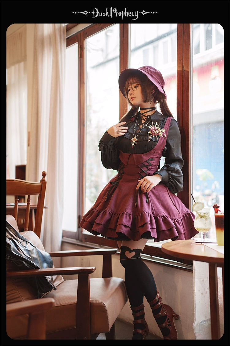 DuskProphecy - Heron - Classic Lolita Striped JSK Dress, Halter Neckline 44313:802961