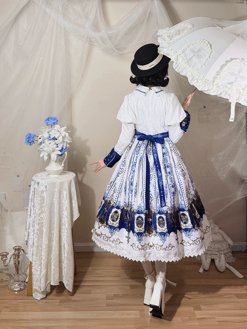 Blood Night Lantern - Jacquard Gothic Lolita Dress, Juliet Sleeve 44543:812335