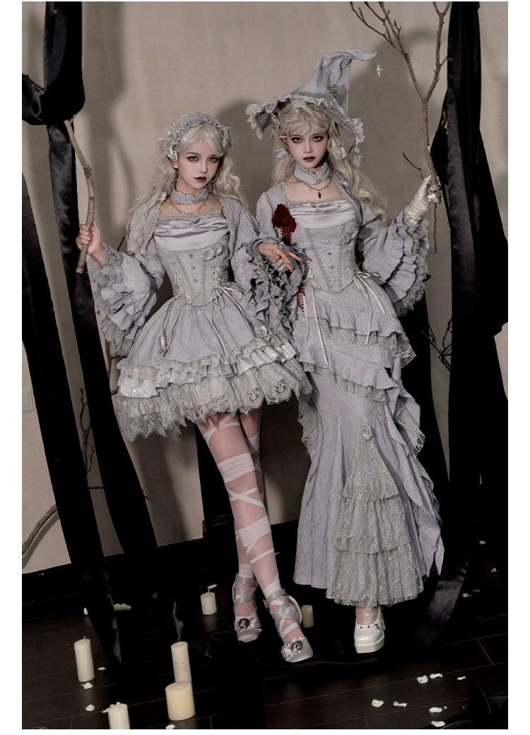 With PUJI~Letter and Poetry · Twilight~Gothic Witch Lolita SK Suit Bodice Mermaid Dress and Jeans