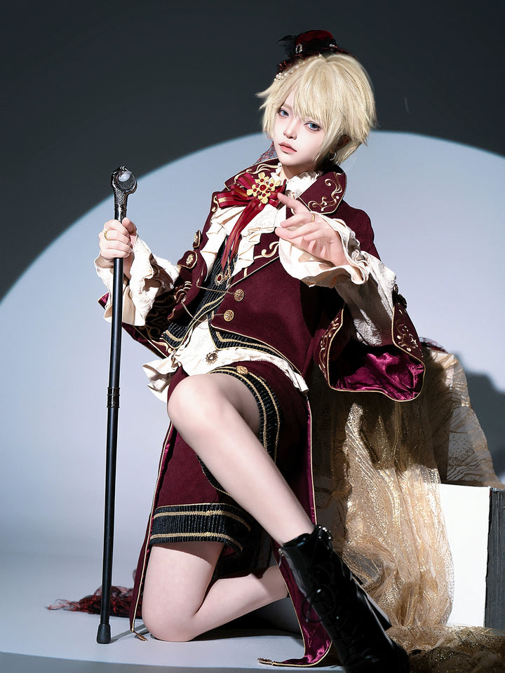 Letters from Unknown Star~Heir~Ouji Lolita Shorts Set Military Prince Lolita Coat and Blouse