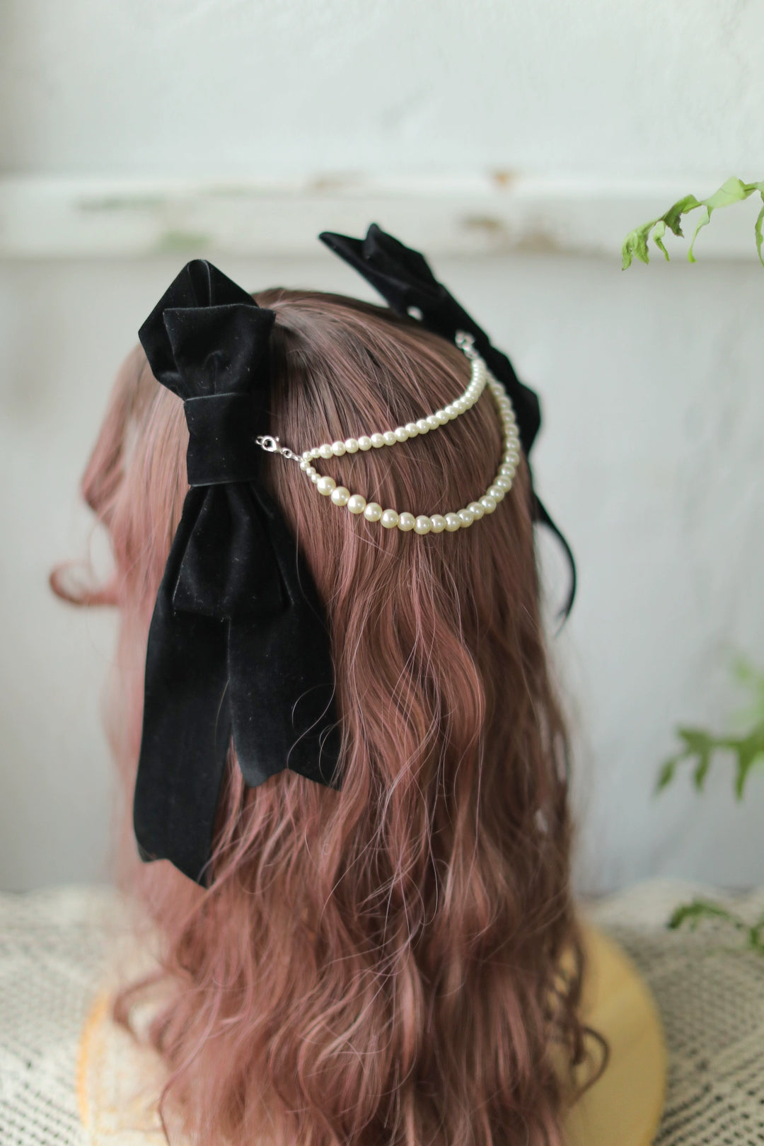 SweetDreamer~Retro Lolita Hair Clip Bow Pearl Handmade Headdress   