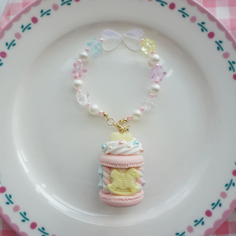 Cat Tea Party - Sweet Lolita Necklace Carousel Cream Macaron Bag Pendant Pink Bag pendant