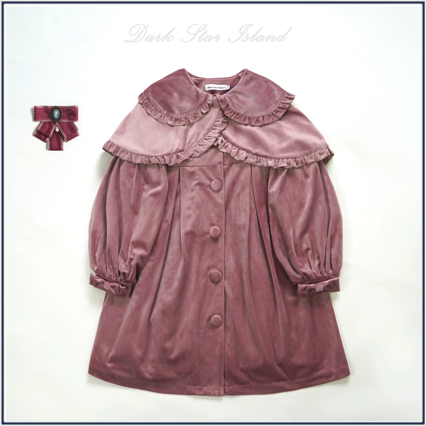 Dark Star Island~Winter Lolita Cape Velvet Antique Lolita Coat S Bean paste pink 