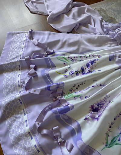 (Buyforme)Yolanda~ Lavender Smoke Floral OP Dress SK and Blouse   
