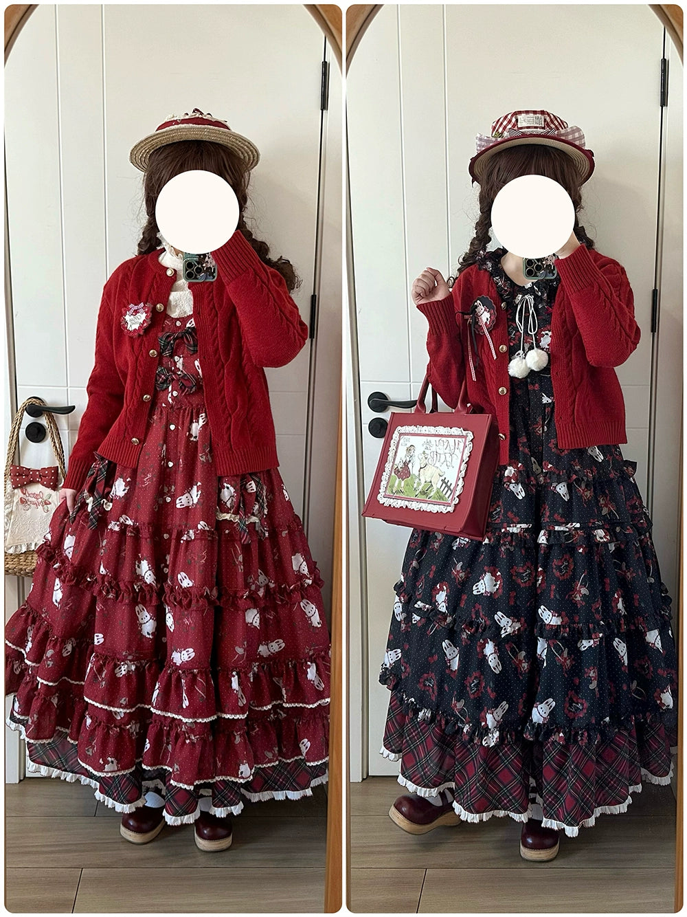 Miss Point~Forest Berry Bunny~Classic Lolita Sweater Spring Lolita Red Coat