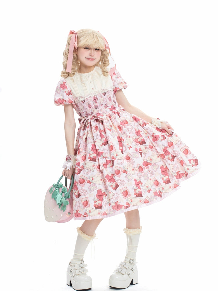 Strawberry Witch - Kawaii Lolita OP Dress, Strawberry Print 43836:786691