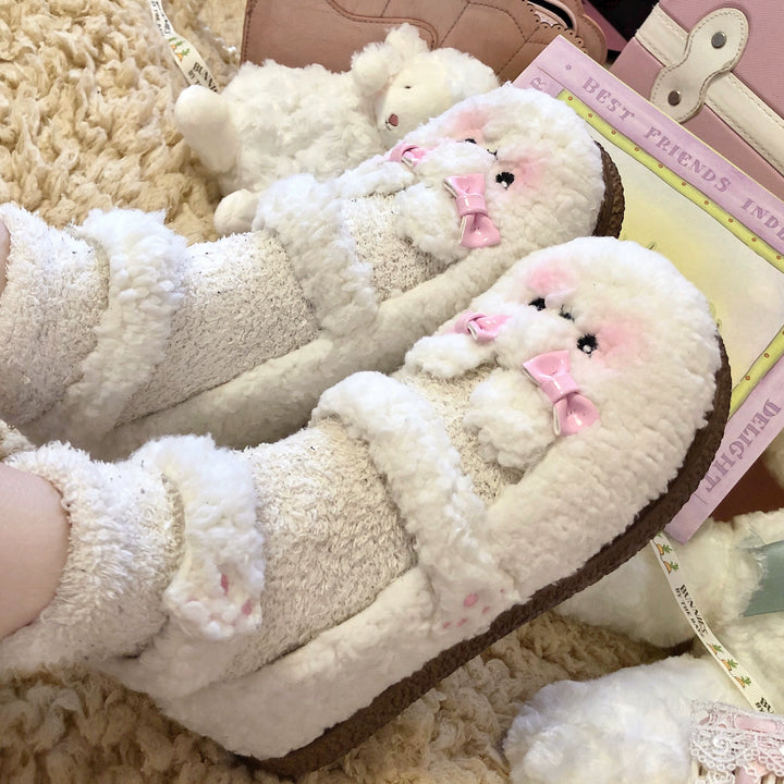 Fairy Godmother~Cute Plush Warm Round Toe Lolita Soft Sole Shoes   