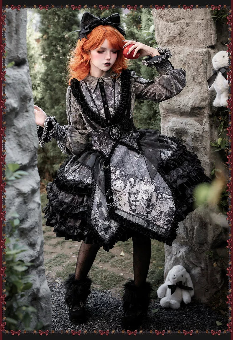 Werewolf Slayer - Gothic Lolita Shirt & Suspender SK Dress Set, Tiered Skirt (2XL L M S XL XS) 44541:811944