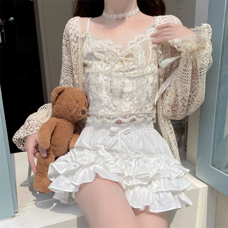 Sugar Girl~Daily Lolita Bloomers Anti-Exposure Pink Ruffle Safety Shorts 36194:515686