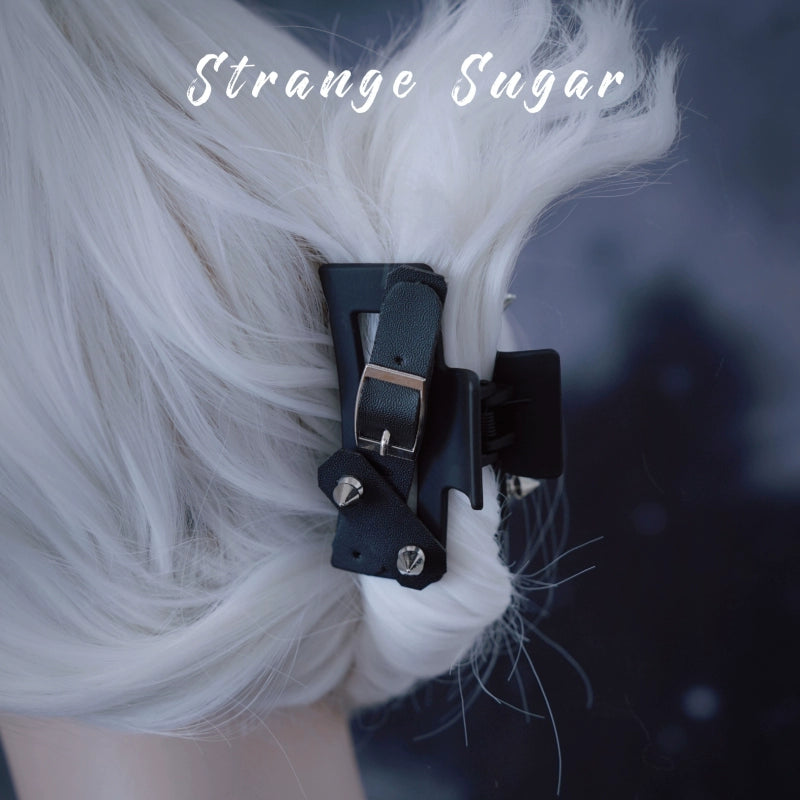 Strange Sugar - Gothic Lolita Hair Clip Alloy Bow Cross Lolita Claw Clip Accessories 3 Black Rivets