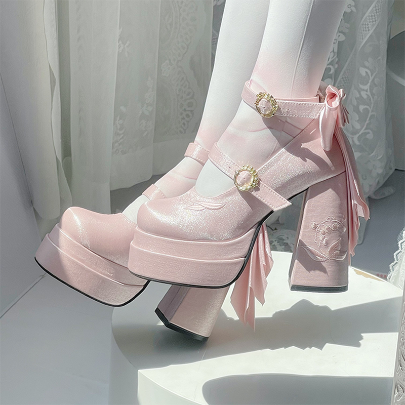 Dreamland~Floating Dream Lily~Elegant Lolita High Heel Shoes Butterfly Knot Shoes   