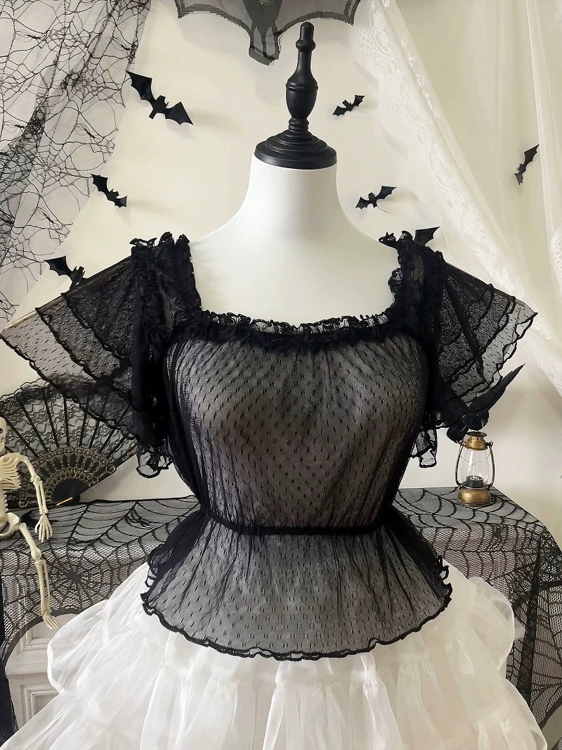 Yuexi - Plus Size Lolita Blouse Versatile Daily Loose Shirt S Black