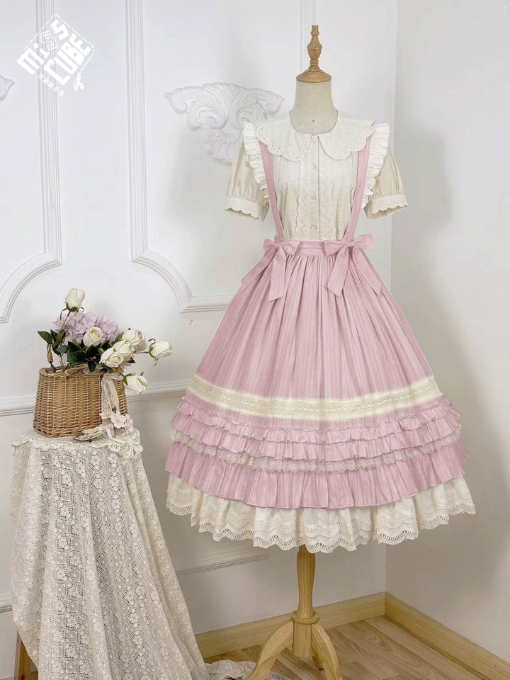 Miss Cube~Cool Sheep Whisper~Kawaii Retro Lolita SK with Detachable Suspenders