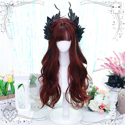 Dalao Home~Growth~Gothic Lolita Long and Curly Wig meera red with a hair net  