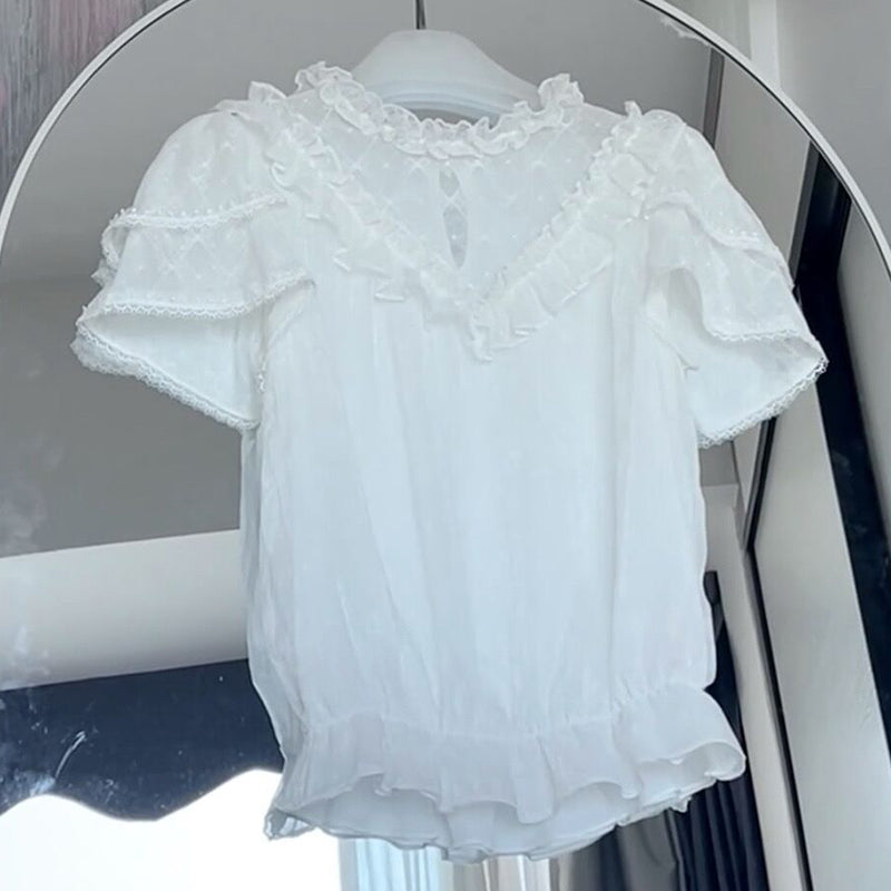 Sakurada Fawn~Plus Size Lolita Short Sleeve Shirt S white 