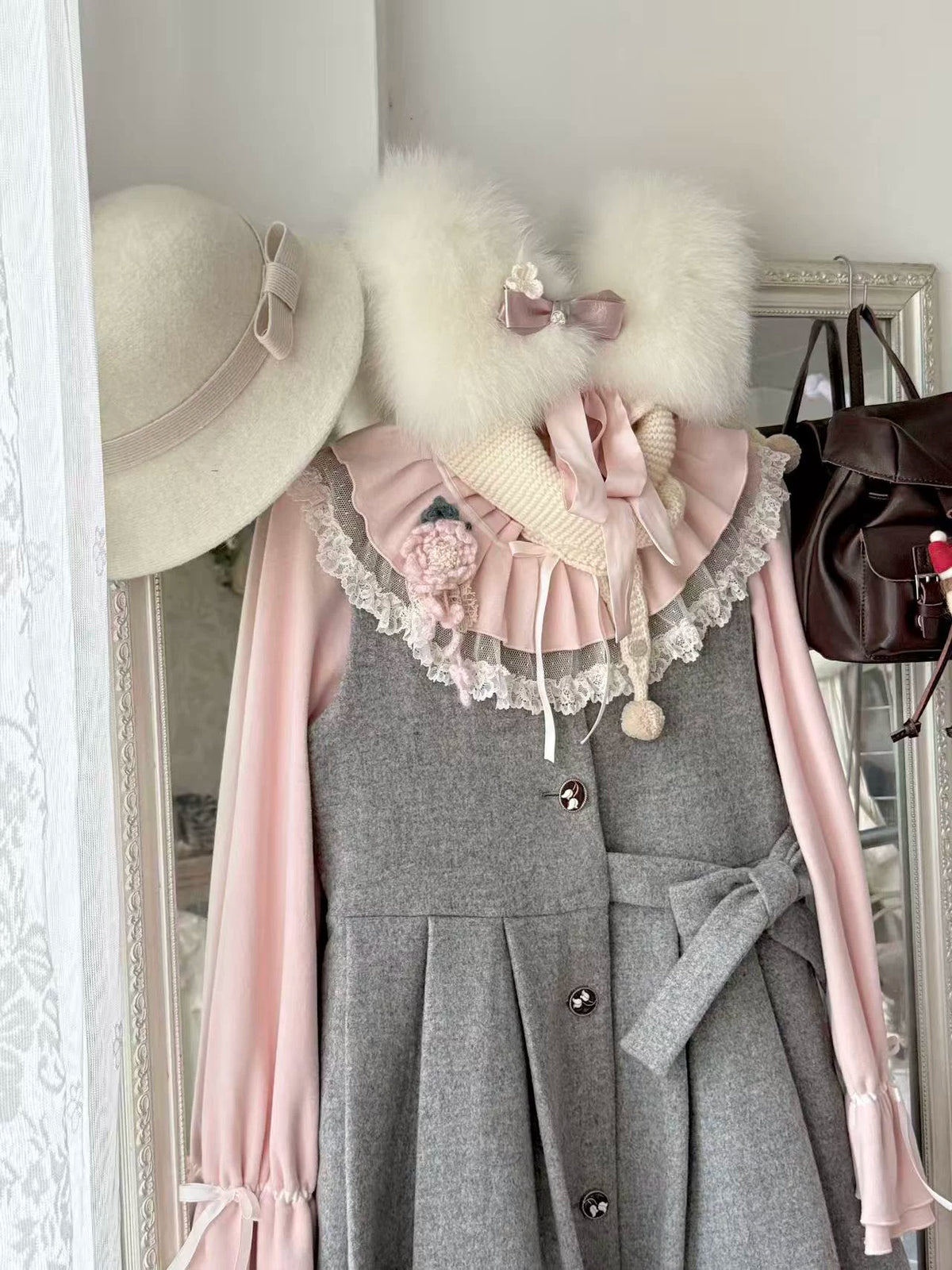 Himawari - Sweet Lolita Long Sleeve Blouse, Tiered Ruffle Collar 45973:869719