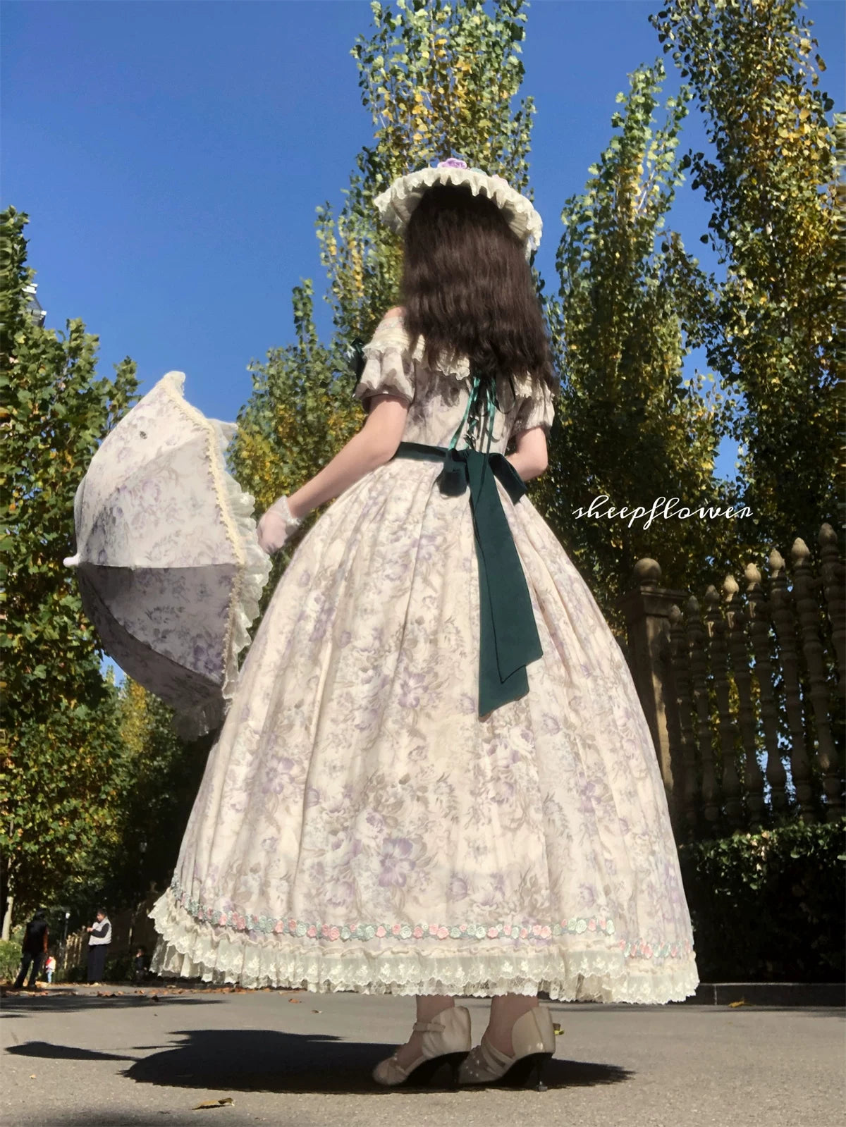 Dolota Flower Wall - Classic Lolita Floral OP Dress, Open Shoulder 44485:811213