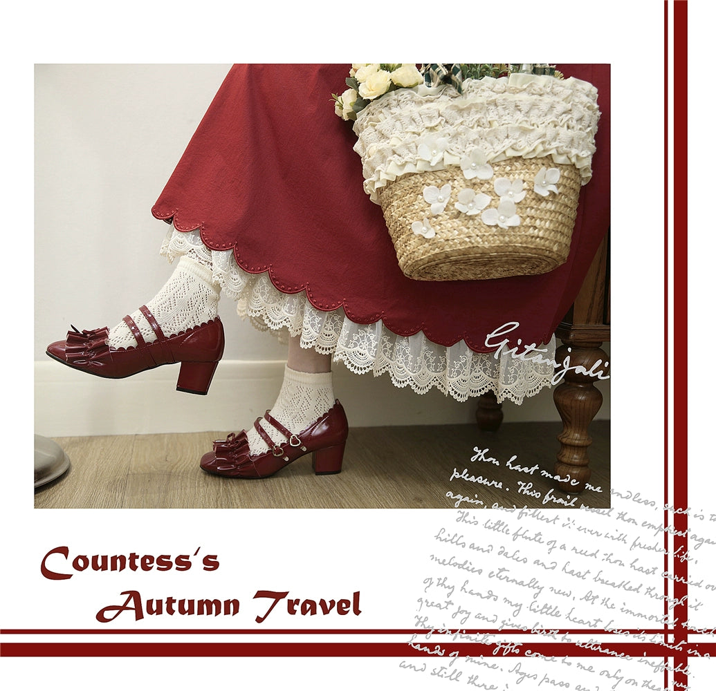 EESSILY - Countess's Autumn Travel - Vintage Lolita Shirt and Skirt 44247:800600