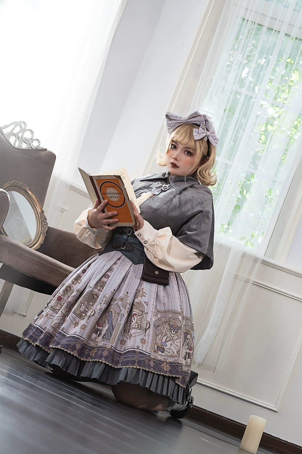 (BFM)Miss Point~Demon Hunting Notes~Gothic Lolita Cross Print Short Skirt   