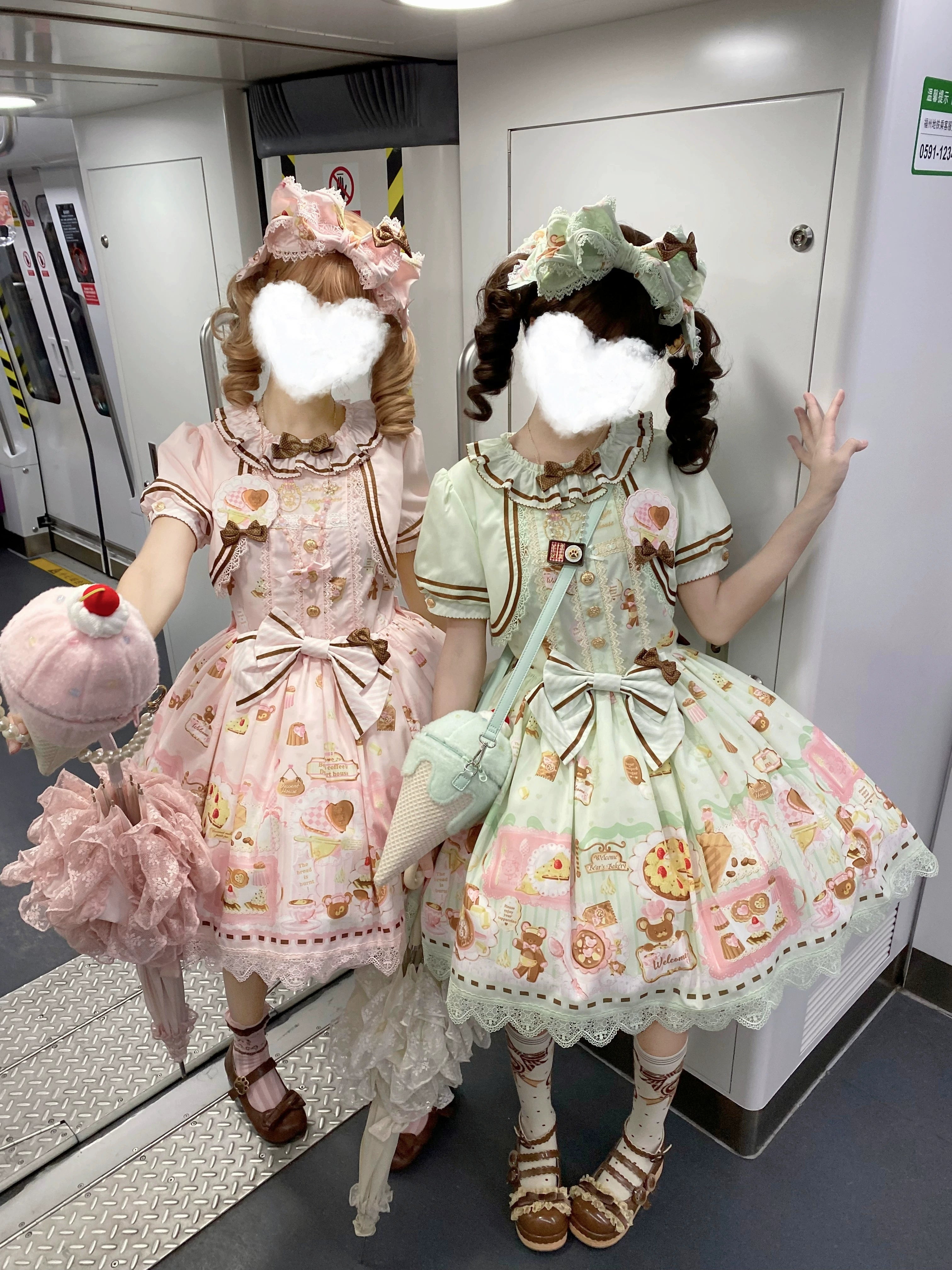 Babyblue - Dream Teahouse - Dessert Print Kawaii Lolita OP Dress Suit 43332:773722