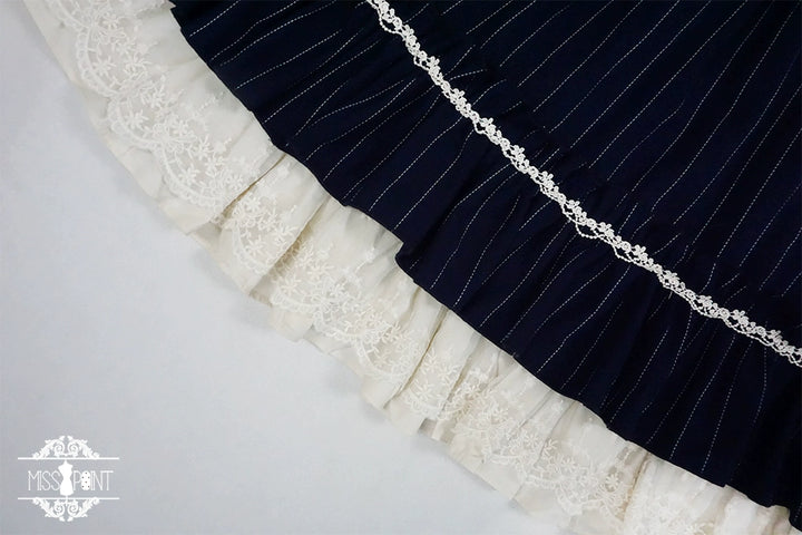 Miss Point~Rose Doll~Elegant Lolita Striped Fishbone Skirt   